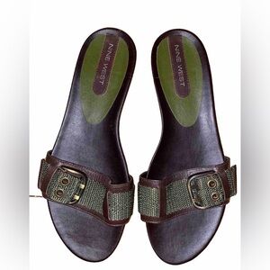 Nine West Leather Flat Slip on Sandals